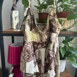 Y2K vintage My Michelle Brown and Cream Paisley tank